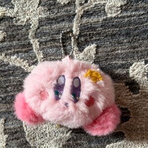 Pink Kirby Plush Keychain - Fluffy Character Charm